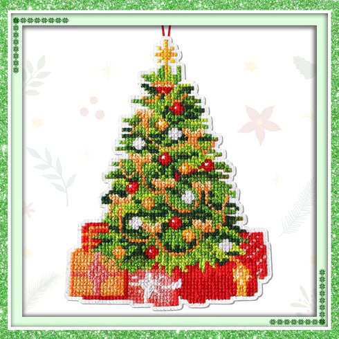 Christmas Cross Stitch Kit Counted Cross Stitch Christmas Tree Hanging Ornament Kit Christmas Counted Cross Stitch Ornament Kit DIY Embroidery Gif...