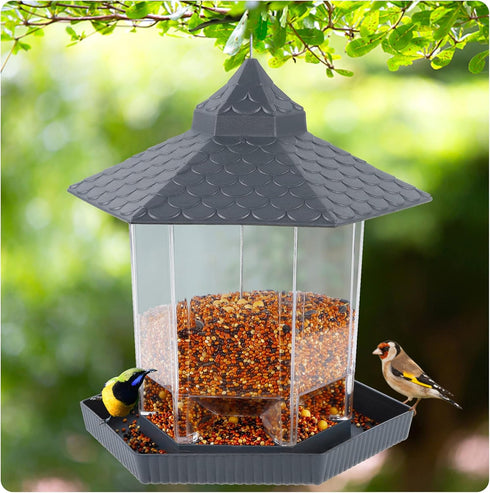 Twinkle Star Wild Bird Feeder Hanging for Garden Yard Outside Decoration, Hexagon Shaped Outside Hanging Bird Feeders for Outdoors Squirrel Proof,...