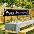 Romantic Happy Anniversary Decorations Banner - Black 118"x20" Bilingual "Feliz Aniversario" Sign, Extra Large Reusable Wedding Party Decor for In...