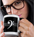 3dRose mug_232122_4 Black Bass clef F-clef on musical staves staff - music musician gift - Two Tone Black Mug, 11oz...