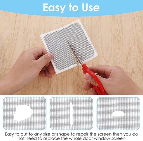Cobee Self-Adhesive Window Screen Repair Patches Kit, 10 Sheets 3 Sizes Screen Door Replacement Repair Kit Fiberglass Mesh Wall Repair Patches Dry...