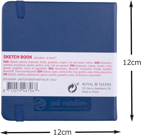 Tarens T9314-234M 452337 Art Creations Sketchbook, Drawing Notebook, 4.7 x 4.7 inches (12 x 12 cm), Navy Blue...