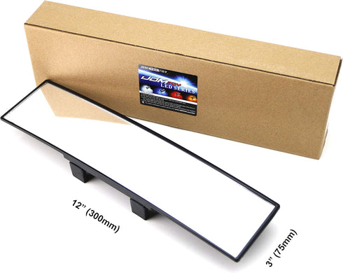 iJDMTOY Universal Fit JDM 300mm 12-Inch Wide Curve Clip On Rearview Mirror Compatible With Car SUV Van Truck, etc...