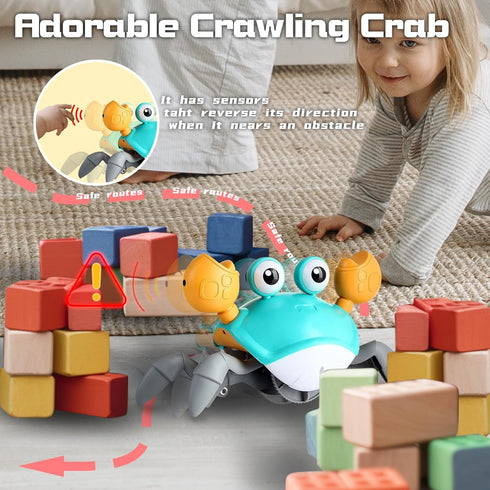 TFS Top·Fans Crawling Crab Toy 2.0-2024 Baby Boy Tummy Time Walking Activity Crawly Crabby Sound&Speed Control Mute Rechargeable Infant Birthday G...