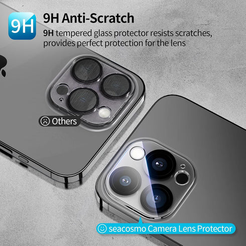 seacosmo for iPhone 15 Pro Case, Full-Body Protective with Built-in Tempered Glass Screen Protector + Camera Lens Protector, Military Grade Protec...