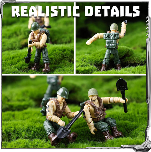 3 otters 6PCS Military Action Figures, Mini WWII Soldiers Army Model Building Block Toys with Military Weapons Accessories for Kids Party Favors G...