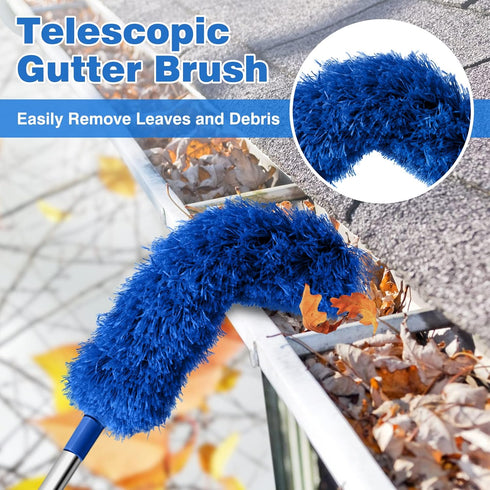 Gutter Cleaning Tools Roofing Tool Guard Cleaner Tool with Telescopic Extendable Telescopic Pole 8.2ft, Easy Remove Leaves and Debris from The Gro...