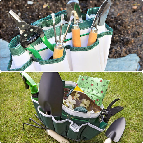 Garden Tool Bag 7.5" x 8.3" Large Oxford Waterproof with Pockets Garden Tote Bag Gardening Plant Tool Organizer Storage Carrier Store for Outdoor ...