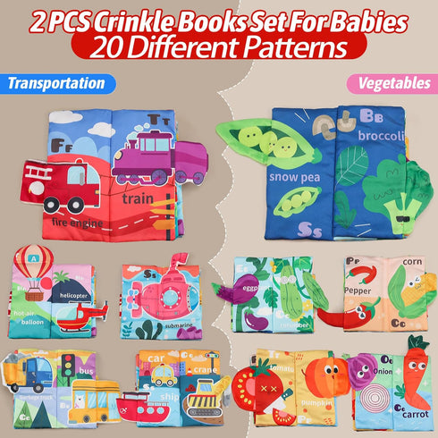 Baby Books 0-6 Months, Touch and Feel Baby Books, Crinkle Infant Books 6 to 12 Mobths for Babies Newborn Soft Books and Sensory Cloth Activity Boo...