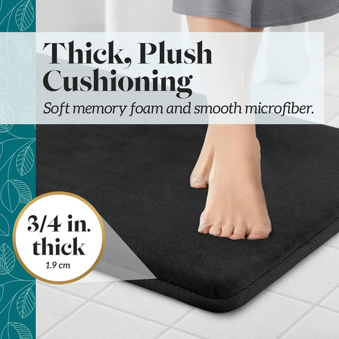Genteele Memory Foam Bath Mat Non Slip Absorbent Super Cozy Velvet Bathroom Rug Carpet (17 inches X 24 inches, Black)...