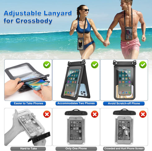 takyu Waterproof Phone Pouch, Double Space Waterproof Phone Bag Large Capacity Underwater Protector Dry Bag with Crossbody Lanyard Fits Up to 9.8"...