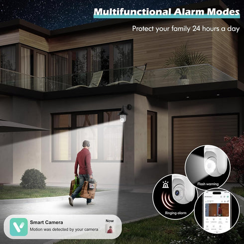 2K Bulb Security Cameras Wireless Outdoor Indoor, 2.4GHz WiFi Cameras for Home Security with Spotlight, Color Night Vision, Motion Detection, 2-Wa...