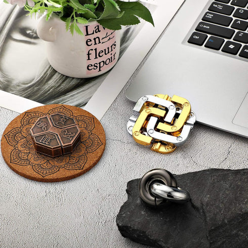 3 Pieces Brain Teaser Metal Puzzle Toy, Handheld 3D Unlock Interlocking Puzzle, Metal Knot Puzzle Mind Games for Adults Teens Educational Toy Gift...