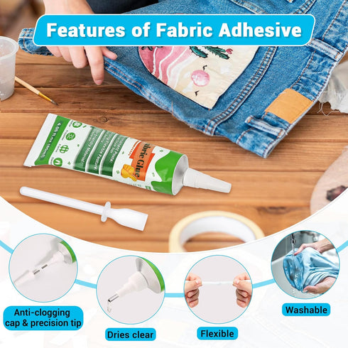 80 ML Fabric Glue for Clothing, Clear Fabric Glue for Clothing Permanent Washable, Liquid Fusion Glue Adhesive for Leather, Patches, All Fabrics...