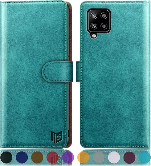 SUANPOT for Samsung Galaxy A12 with RFID Blocking Leather Wallet case Credit Card Holder, Flip Folio Book Phone case Shockproof Cover for Women Me...
