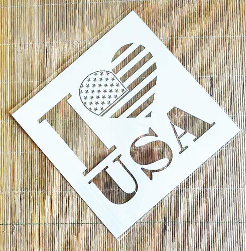 Large Patriotic Stencils American Flag American Map USA Stencil for Painting on Wood, Fabric, Walls, Airbrush + More | Reusable Mylar Template(I L...