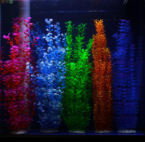 Orange Grass Cluster Aquarium Décor Plastic Plants Extra Large 22 Inches Tall 6516-1...