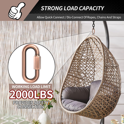 3.5" Chain Quick Links, 1 Pcs 3/8" Marine Grade Screw Chain Links, Large Opening Chain Connector Chain Coupler, 2000 Lbs Capacity...