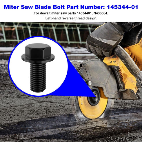 145344-01 Miter Saw Bolt for DeWalt M8 Miter Saw Blade DW703 DW704 DW705 DW706 DW708 DW712 DW715 DW716 DW718, Left Hand Thread, N436564 Miter Saw ...