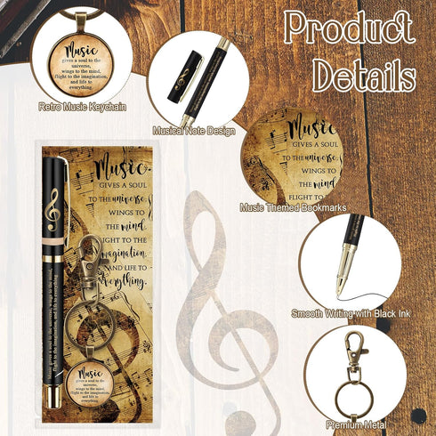 10 Sets Music Appreciation Gifts Inspirational Music Keychains Music Pens and Music Bookmarks Music Gifts Bulk for Teacher Students Music Lover Gi...