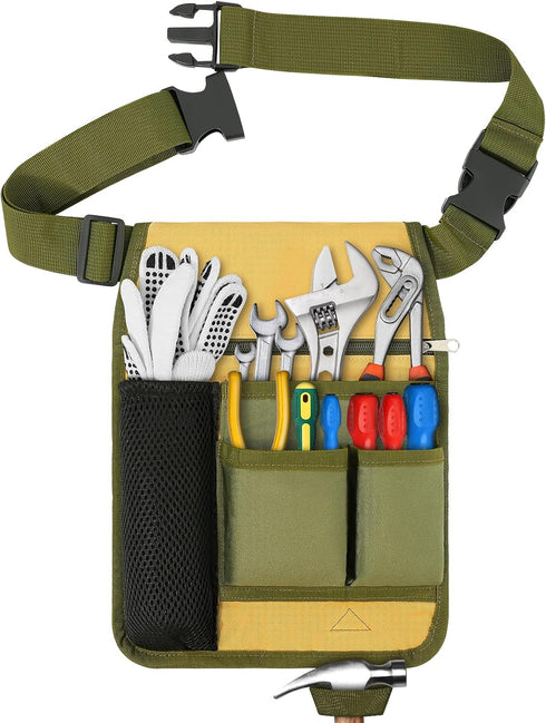 Tool Belt Garden Tool Pouch - Unisex Utility Adjustable Waist Belt Apron for Gardening/Carpenter/Plumbing/Florists/Woodwork, with 4 Pockets for Va...