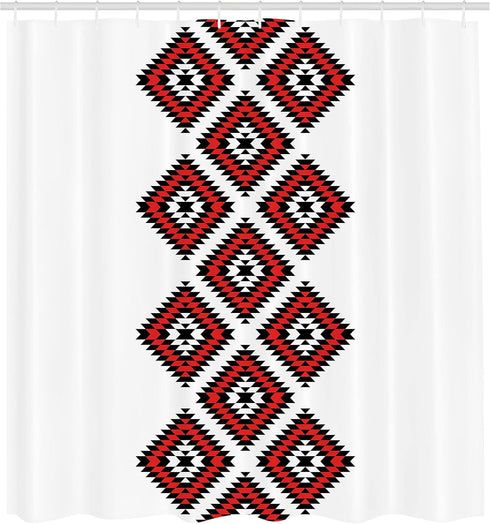 Ambesonne Tribal Shower Curtain, Native Design American Style Zig Zag Aztec Motifs Ornaments Image, Cloth Fabric Bathroom Decor Set with Hooks, 69...