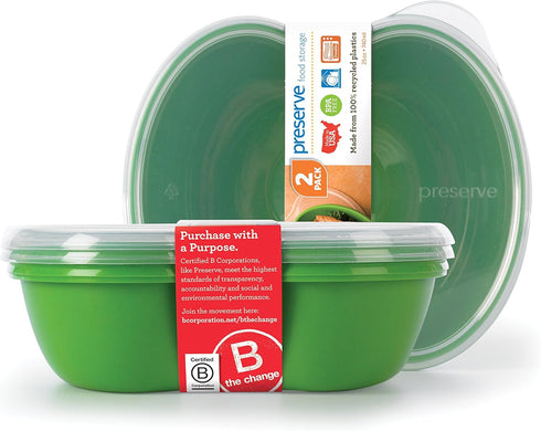 Preserve Dishwasher Safe BPA Free Sandwich Food Storage Container Made from Recycled Plastic in the USA, Set of 2, Apple Green...