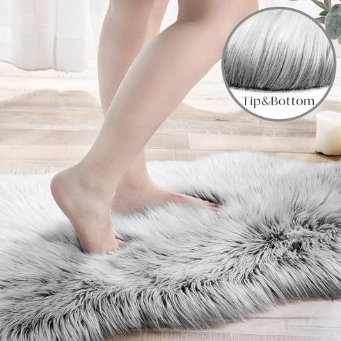 Ashler faux fur rug, Fluffy Shaggy Area Rug Ultra Soft 2 x 3 Feet Sheepskin Fur Rug, Frosted Bottom Black Fuzzy Rug Machine Washable Shag Rug, Nur...