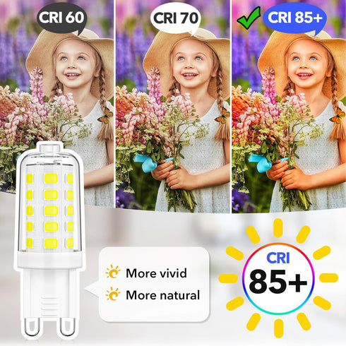 MAXvolador G9 LED Bulb Dimmable, Daylight White 6000K, 40W T4 Halogen Equivalent, Bi Pin Base 4W G9 Light Bulbs for Chandelier Lighting, 400LM, 6 ...