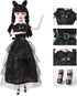 Girls Black Doll, 11.5 inch Girls Halloween Christmas Dolls, Soft Body & Black Hair, Black Dress & Accessories...