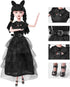 11.5 inch Girls Black Dolls, Soft Body & Black Hair, Black High Heels, Black Dress & Accessories...