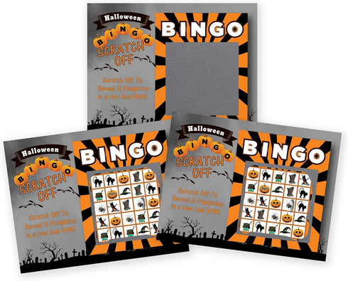 My Scratch Offs - 26 Pack Halloween Bingo Scratch Off Game Cards for Party Favors, Business Promotion, Prizes, Rewards, School Supplies & Family G...