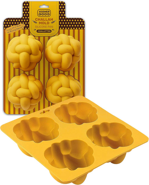 Silicone Braided Challah Mold - 4 Small Challettes - Braided Oval Challah Pan - Challah Bread Baking Mold - No Shaping Required...