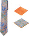 Men's Woven Paisley Regular Length Neck Tie with 2 Handkerchief Pocket Squares Hanky Set - Green Gold Brown Yellow...