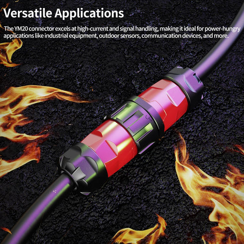 CNLINKO YM-20 3 PIN Industrial Waterproof Connector,IP68 Circular Connector,PBT Plastic Shell Quick Plug Aviation Connector M20 Male Plug and Fema...