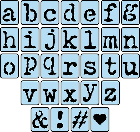 Typewriter Letters Stencil Set, 3 Inch, Reusable Plastic, Full Alphabet...