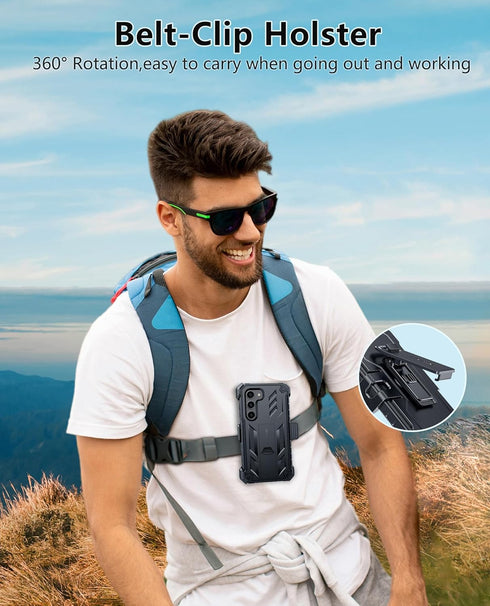 FNTCASE for Samsung-Galaxy S23+Plus Case: Dual Layer Protective Textured Cover with Belt-Clip Holster & Kickstand | Military Grade Drop Protection...