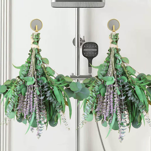 2 Bundles Dried Eucalyptus & Lavender Flowers for Shower, 100 pcs 17'' Natural Real Hanging Silver Dollar Eucalyptus Leaves Stems,Fresh Shower Pla...