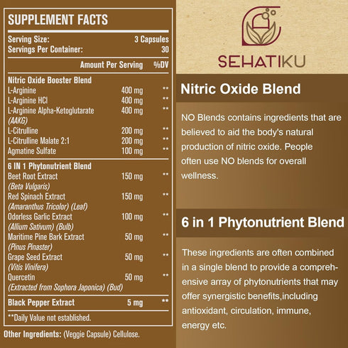 Nitric Oxide Supplement 2255 MG, Nitric Oxide Booster & 6-in-1 Phytonutrient Blend for Heart, Circulation, Immune - 90 Capsules (1 Bottle)...