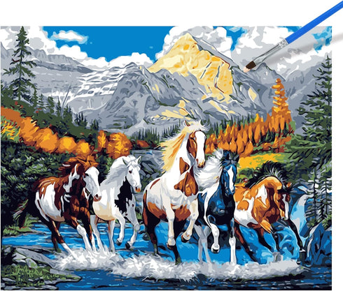 Rasugarlary Paint by Numbers for Adults, Horse Landscape Paint by Numbers Kits on Canvas, Acrylic Painting by Numbers Kits DIY Oil Painting Paintw...