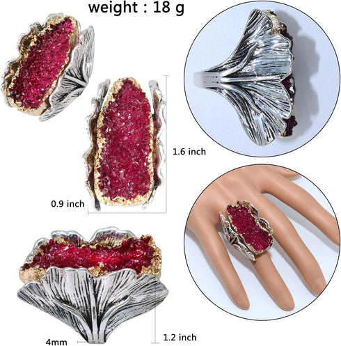 Retro Resin Crystal Stone Cocktail Rings Gothic Hip Hop Punk Crystal Engagement Wedding Statement Rings Uniquely Stylish Jewelry Gifts for Women (...