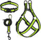 Mile High Life Night Reflective Double Adjustable Band Nylon Small Puppy Pet Dog Combo Collar Leash and Harness Set (Reflective Edge Lime Green, M...
