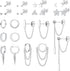 Sanfenly 14 Pairs Studs Earrings and Hoops Set Silver Gold Plated Dangle Chain Earrings Mini Ball CZ Moon Star Flower Studs Huggie Hoop Earring fo...
