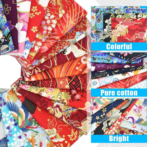 30Pcs 8 x 10 Inch Fat Quarters Cotton Fabric Bundle Squares Patchwork, Japanese Style Printed Cotton Wrapping Cloth Quilting Fabric Bundles for DI...