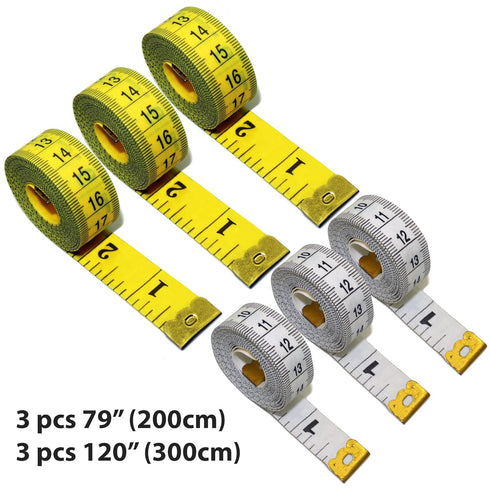 IFAMIO 6 Count 2 Sizes Double Sided Soft Tape Measure 120 Inch/300cm & 79 Inch/200cm Flexible Body Scale Measuring Pocket Tailor Ruler for Sewing ...