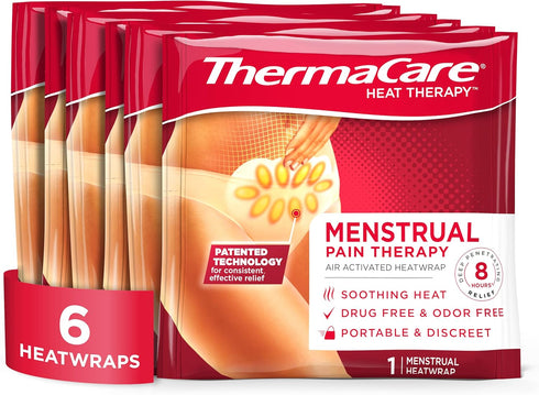 ThermaCare Portable Menstrual Heating Pad, Period Therapy Heat Patches for Cramps (6 Count)...