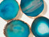 Moon&Decor Sliced Agate Coasters (Crystal) | Geode Coasters - Set of 4 - for Drinks Home Decoration and Gifts - 100% Natural with Golden Rims (Blu...