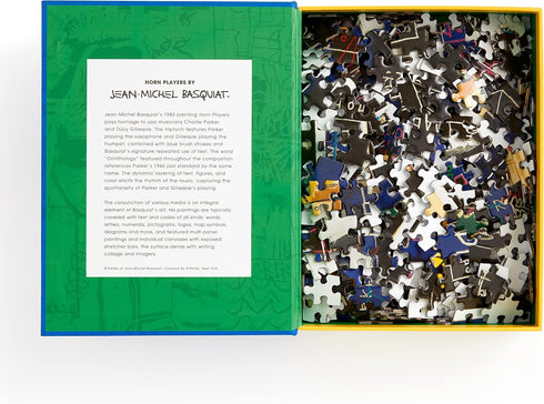 Galison Basquiat Horn Players – 500 Piece Book Puzzle with Iconic Horn Players Charlie Parker and Dizzy Gillespie Tribute Artwork Packaged in Magn...