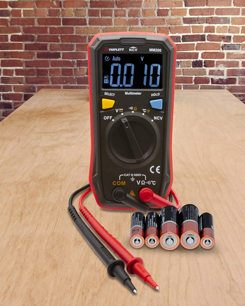 Triplett MM200 Compact 4000 Count Multimeter - AC/DC Voltage, Resistance, Temperature, Continuity ,Black...