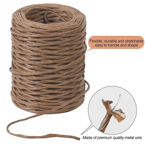 ZOENHOU 2 Rolls 2mm 328 Ft Brown Floral Wire, Vine Wire Floral Bind Rustic Style Craft Wire Waterproof Paper Wrapped Rope for Flower Crowns, Artif...